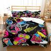 Graffiti Duvet Cover Set Cute Hip Hop Style Polyester Comforter Cover with Pillowcase Queen Full Size for Kid Teen Bedding Set