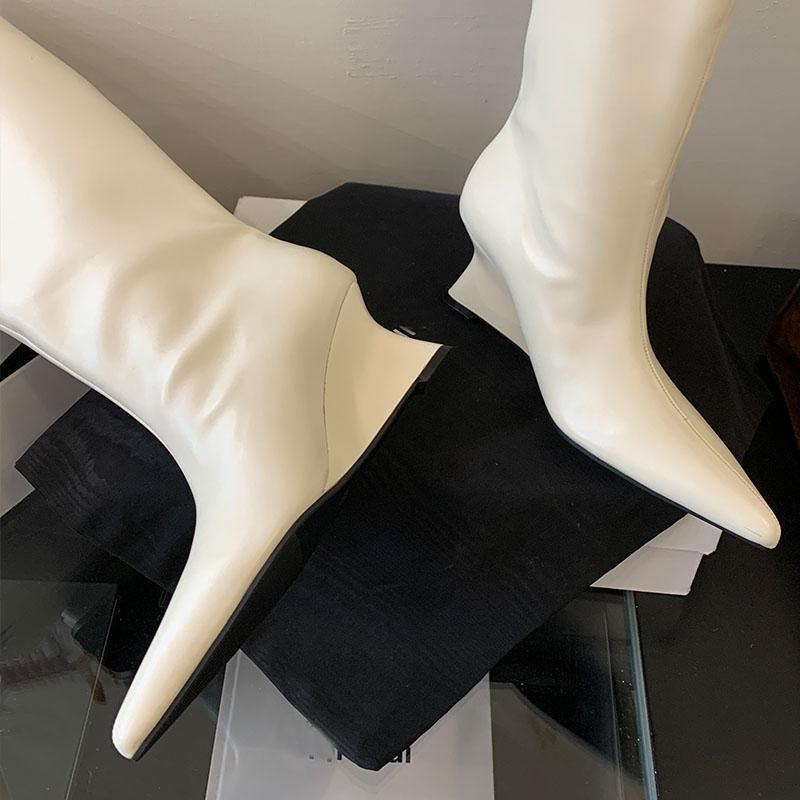 Fashion Footwear Slip On Women Knee High Boots Shoes Fashion Pointed Toe Party Modern Ladies Long Boots Female Wedges Shoes Pumps