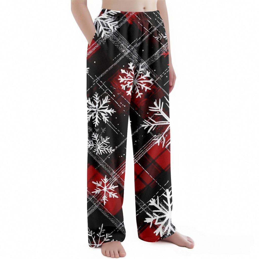 Dětské vánoční kalhoty s potiskem plyšové ležérní kalhoty