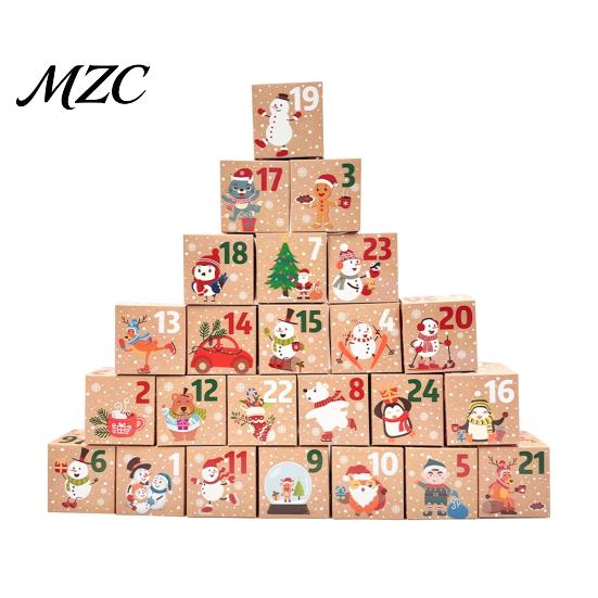 Square Cardboard Treat Boxes 24 Pcs DIY Christmas Advent Calendar Boxes, Days Countdown Gift Box, Blind Box Empty Number to Fill for Adults,