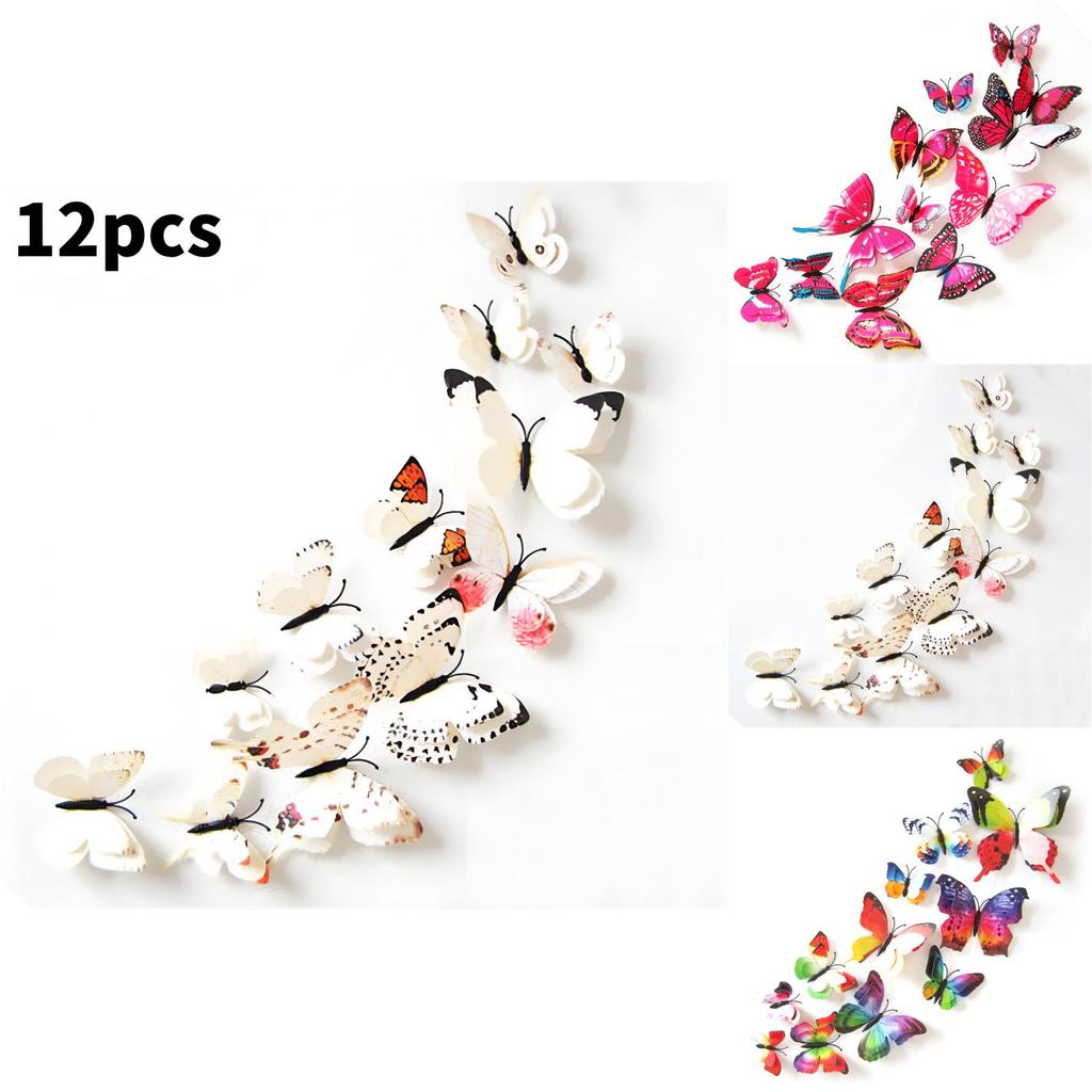 Sticker Mural Créatif Papillon Double Couche 3D Pour Mur de Fond de Chambre Art Mural