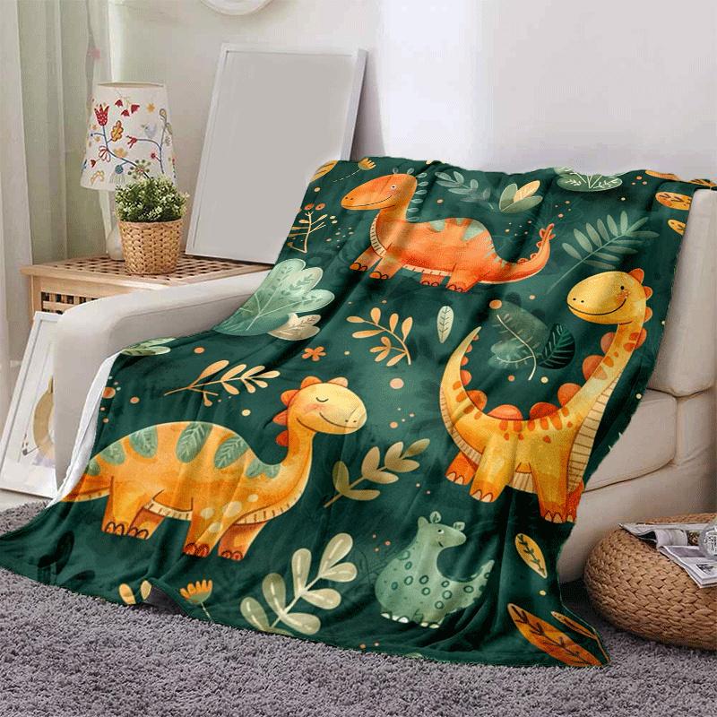 

1pc Dinosaur Printing Lightweight Flannel Blanket, Comfortable and Warm Blanket, for Camping Sofa Bed and Couch Office, in All Seasons 130cmx150cm