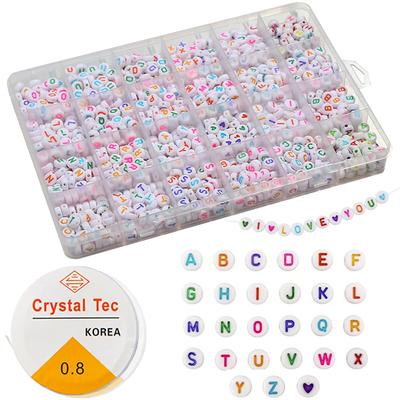 Alphabet Beads Set of About 1200 Spacer Beads Accessories Colorful Letter Beads Round 7x4mm DIY Handmade Accessories Freely Mix and Match
