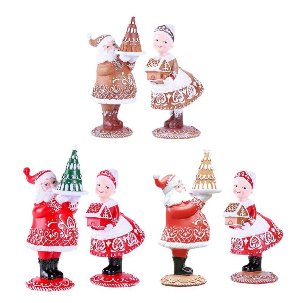 6 Styles Cute Santa Claus Ornaments Cartoon Unique Resin Santa Claus Statues Exquisite Christmas Ornament Desk