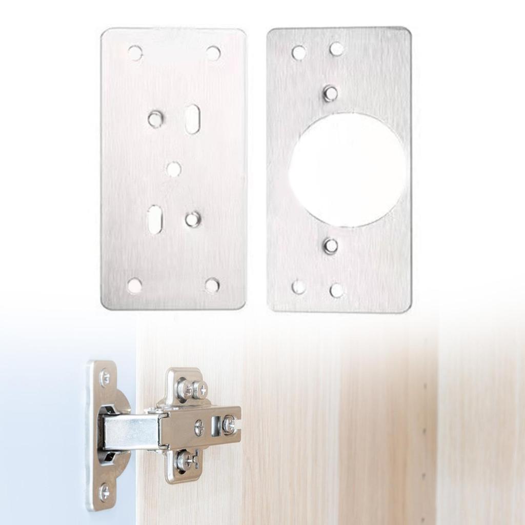 2pcs Cabinet Hinge Fixing Plate Bracket Hinge Repair Kit Plates Board Stainless Steel Hinge Boards for Drawer Furniture Shelves