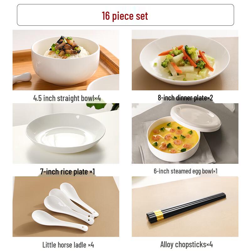 Leyongtu Pure White Ceramic Straight Bowls Set