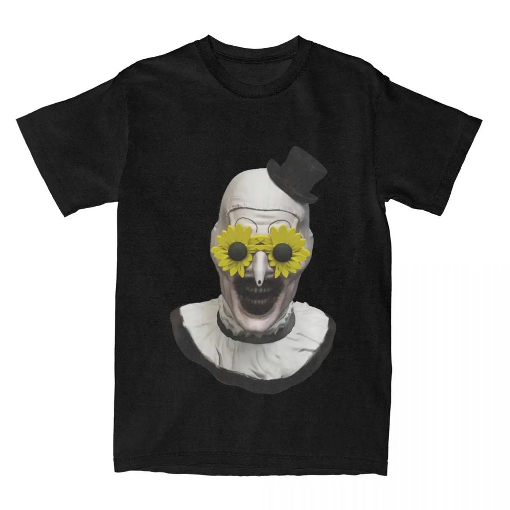 Funny Sunflower Glasses Art The Clown T Shirt Men Women's Terrifier Movie Tee Shirt Graphic Clothing