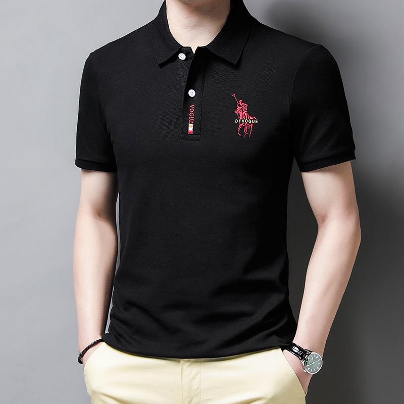 Men's Summer 2026 Embroidered Polo Shirt: Imitation Cotton, Turn-Down Collar, Business Casual Short-Sleeve