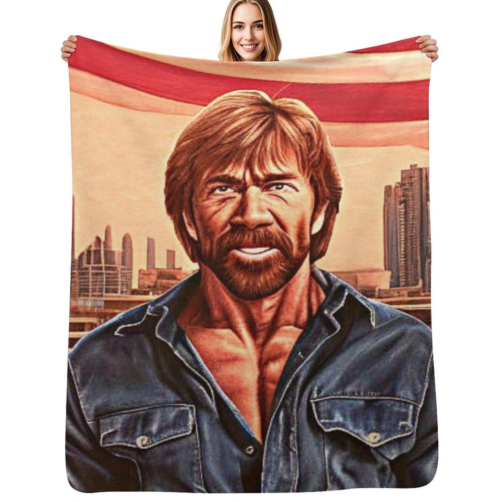 Retro style Chuck Norris Throw Blanket Soft Comfort Blanket for Reading Watching TV Size: 75*100cm, Weight: 230 GSM