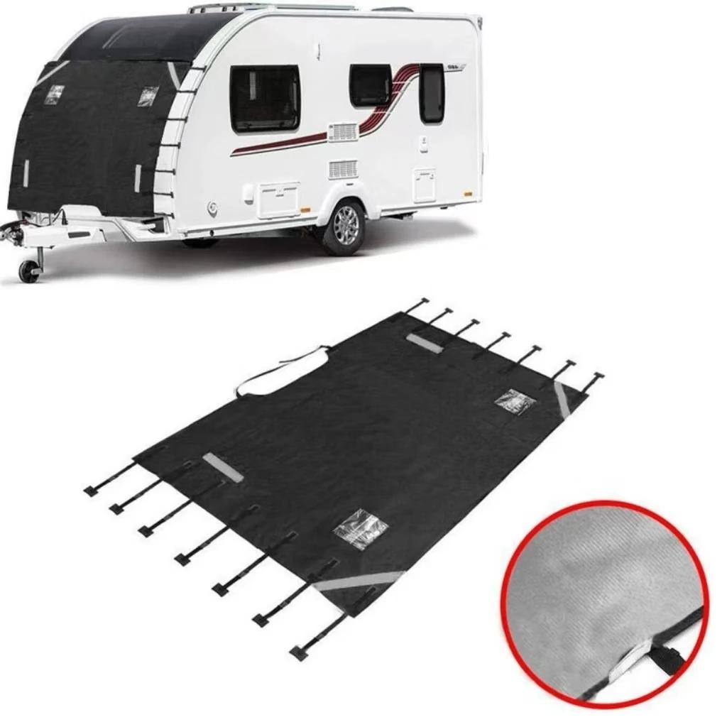 Universal Waterproof Oxford Fabric Front Towing Cover Protector - Durable Dustproof with Reflective Strips for RV/Camper/Caravan