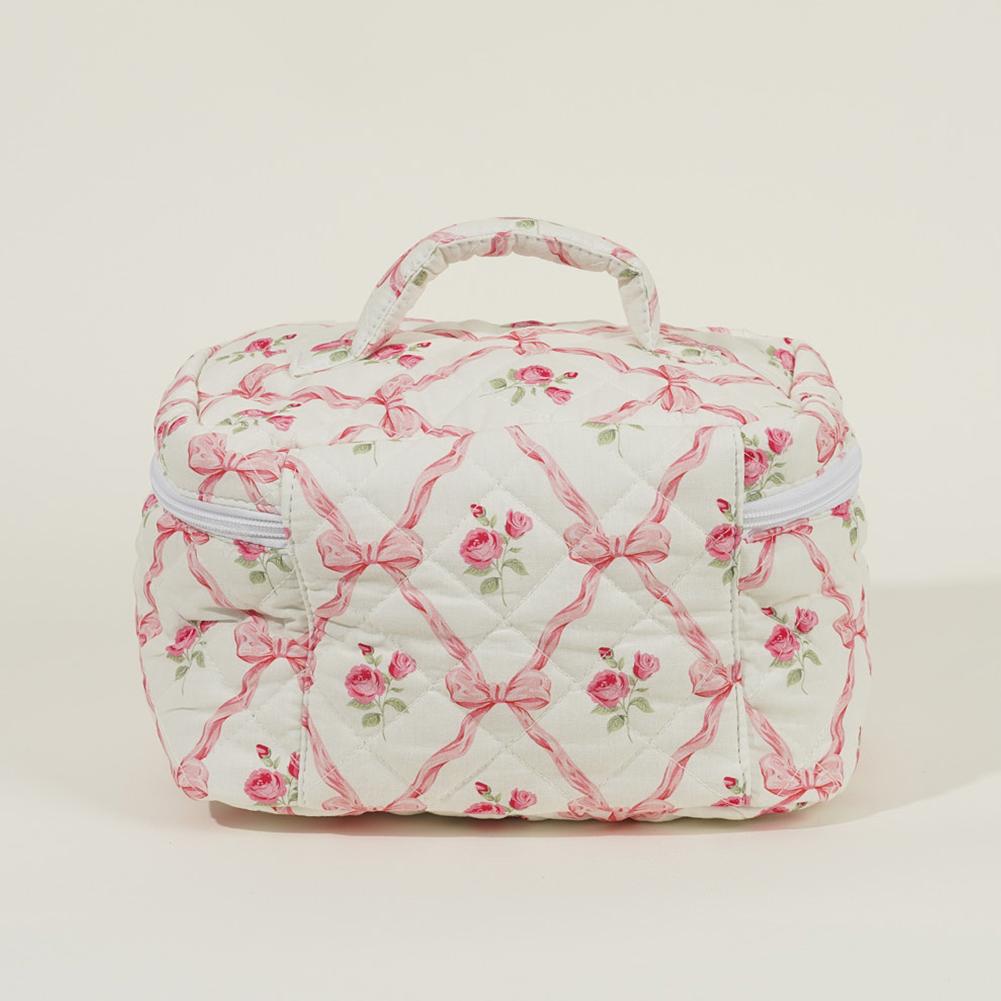 3Pcs Makeup Bag Set Travel Cosmetic Bag Large Capacity Quilted Cosmetic Organizer Bag Aesthetic Cotton for Travel Vacation