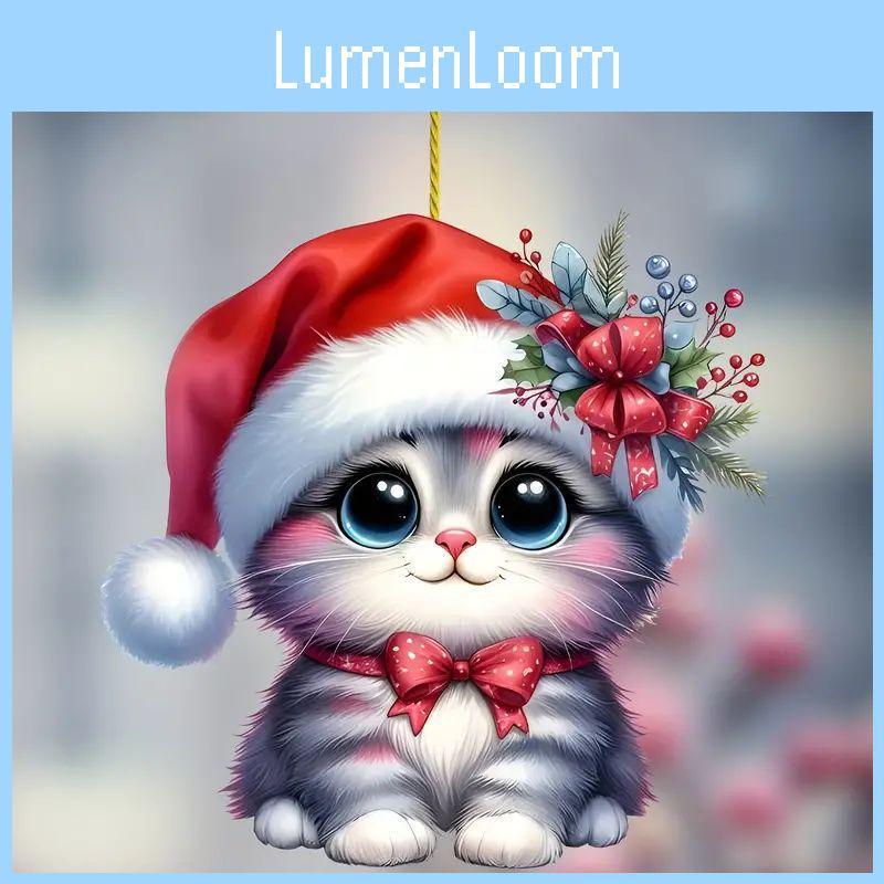 Adorable New 2d Cute Christmas Cat Pendant For Car Rearview Mirror Decoration