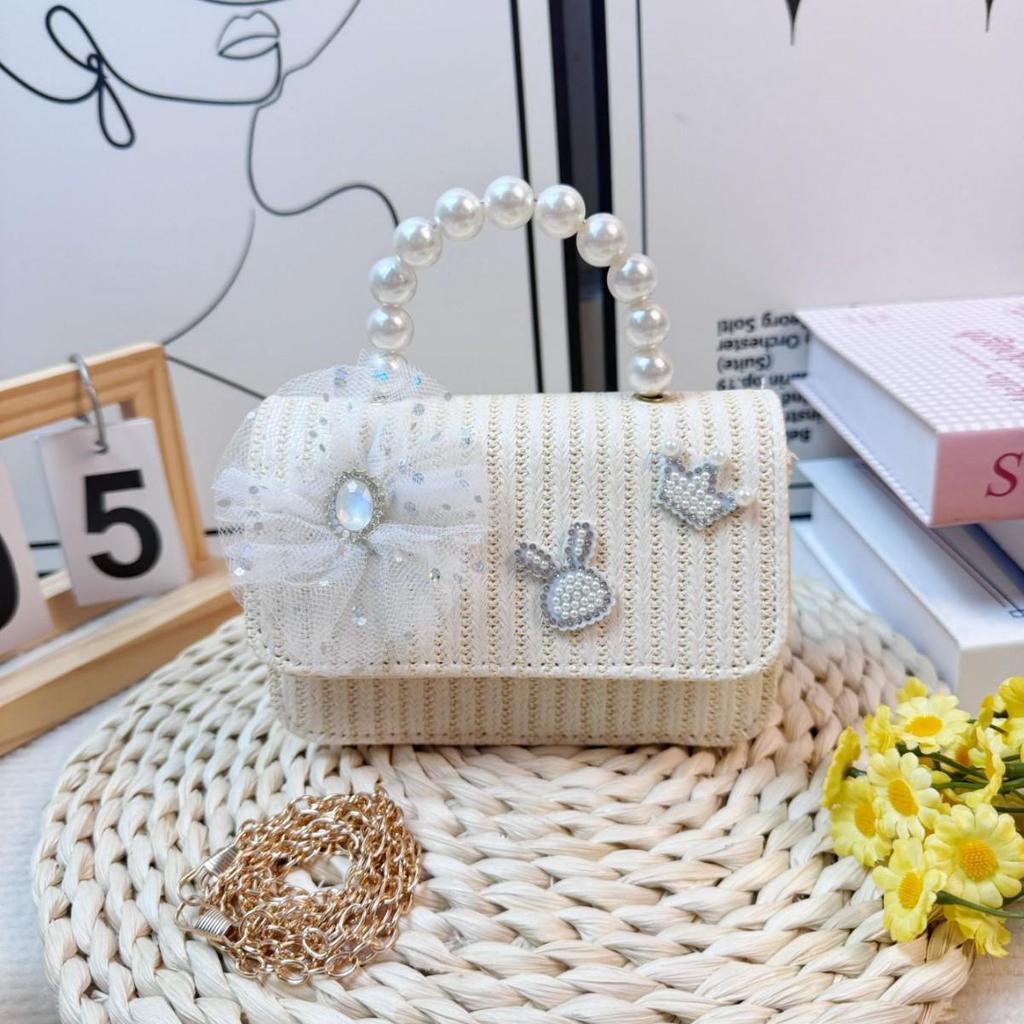 Kids Butterfly Pearl Handbag – Cute Crossbody Bag for Girls with Cartoon Rabbit Design