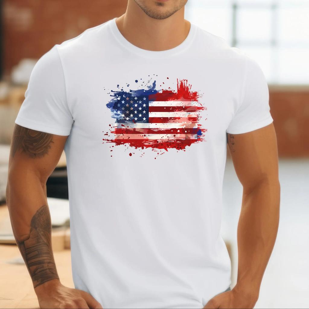 Patriotic Usa Flag T Shirt American Vintage Style Bold Apparel 4th Of July Fashion Red White Blue Pride