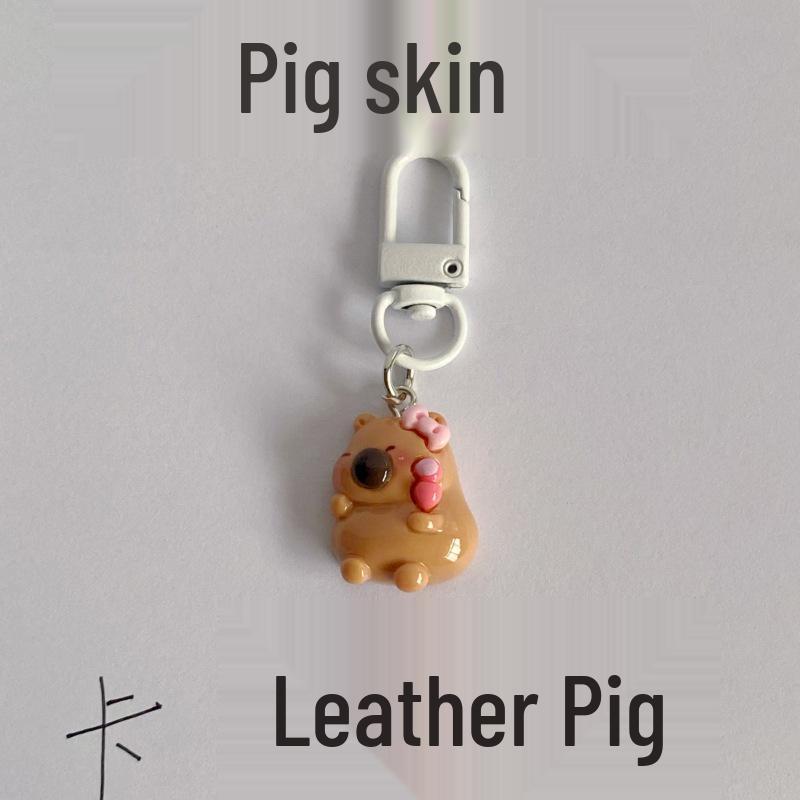 Capybara White Resin Cartoon Keychain - Small Pendant and Bag/Car Accessory