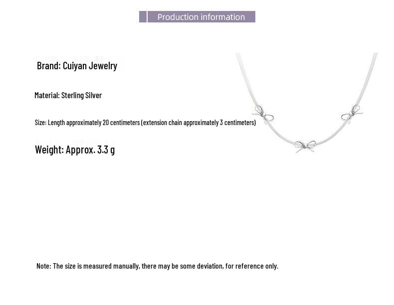 S925 Sterling Silver Korean Style Bow Bracelet - Elegant Hand Jewelry Gift for Women