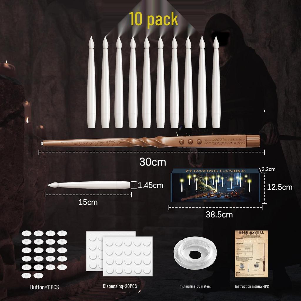 Floating LED Christmas Candle Lights for Tree and Magic Wand Decorations