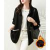 Autumn and Winter Plus Velvet Stand-up Collar Zipper Jacket Loose Casual Loose Jacket Top Women