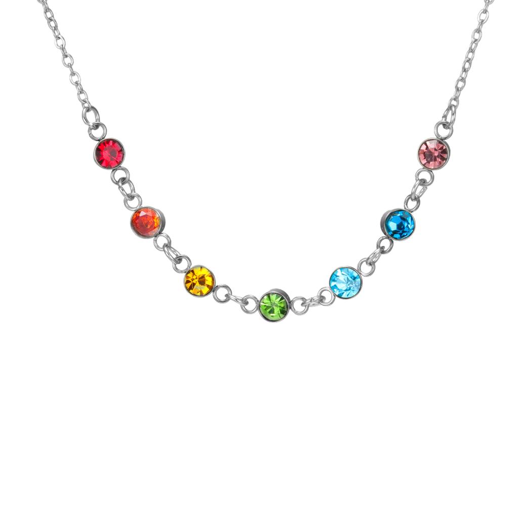 Teamer 7 Color Zircon Necklace Stainless Steel For Women Fashion Yoga Power Spirit Energy Jewelry Birthday Amulet Gifts 2026 New