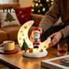 Decorative Night Lamps Christmas Moon Light with Santa Claus, Resin Decoration Warm LED Window Displays Glow, Holiday Tabletop Ornament for Home Desk