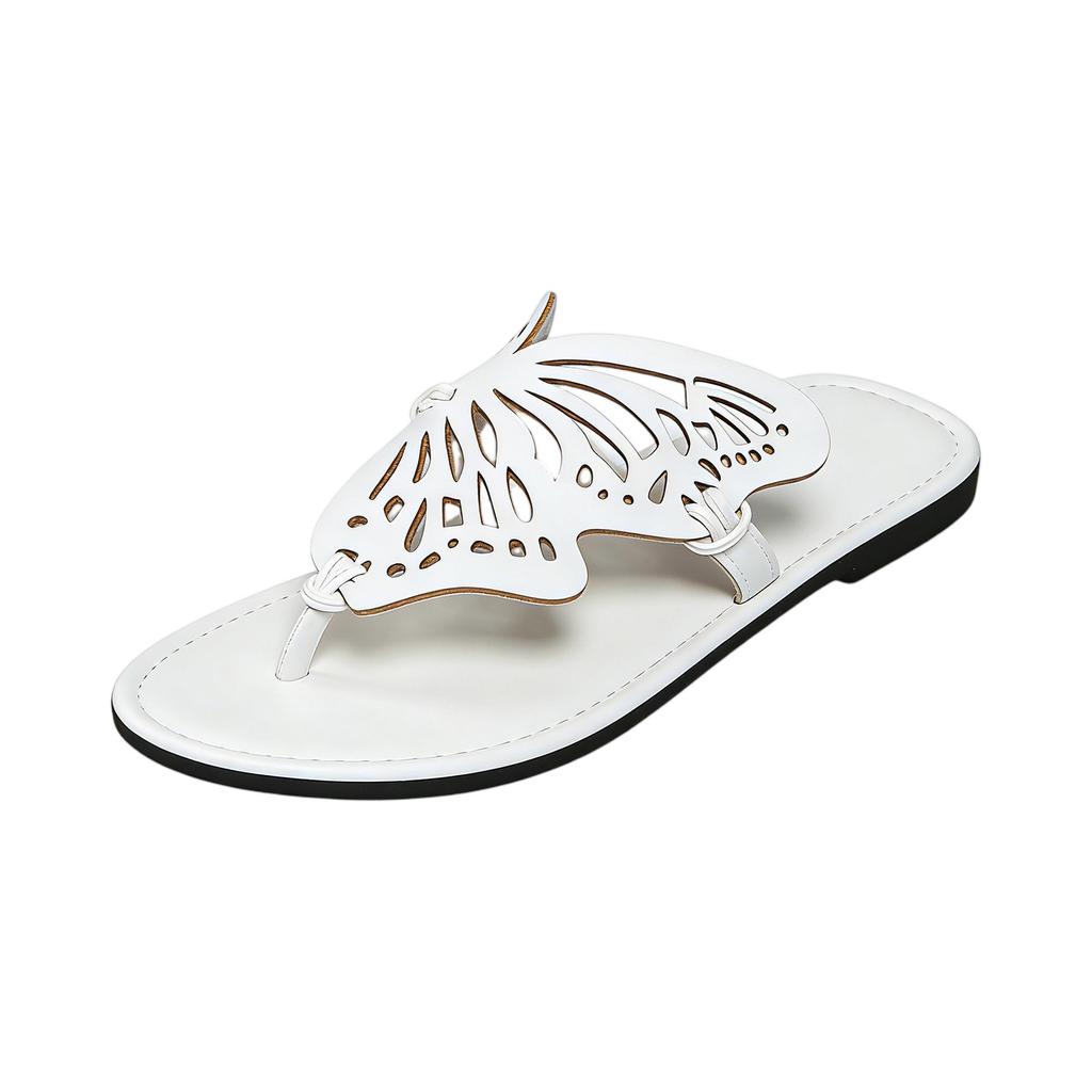 Summer women's flat bottomed butterfly shaped hollow breathable clip toe slippers