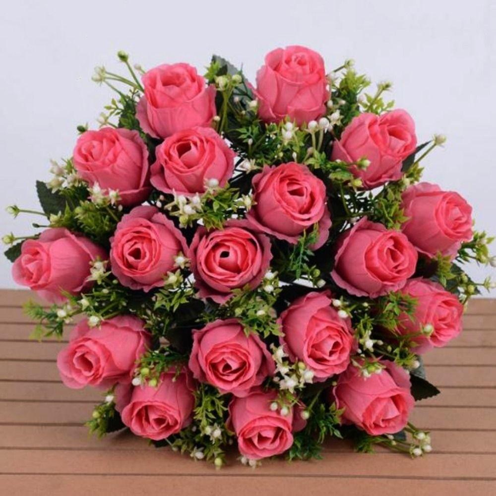 18 Heads Real Happy Lucky Flower 8 Colors Mini Natural Simulated Rose Photography Photo Gift Rose Flowers Decorative