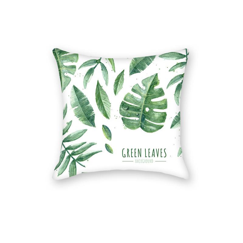Natural Style Green Leaves Rainforest Pillow Home Sofa Printed Letters Green Cushion Pillow Cover