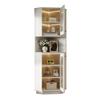 Bathroom Cabinet with Light Strip, Corner Cabinet with Two Storage Compartments, Open Compartment with Adjustable Shelves, 45x 45 x 166.5 cm, White