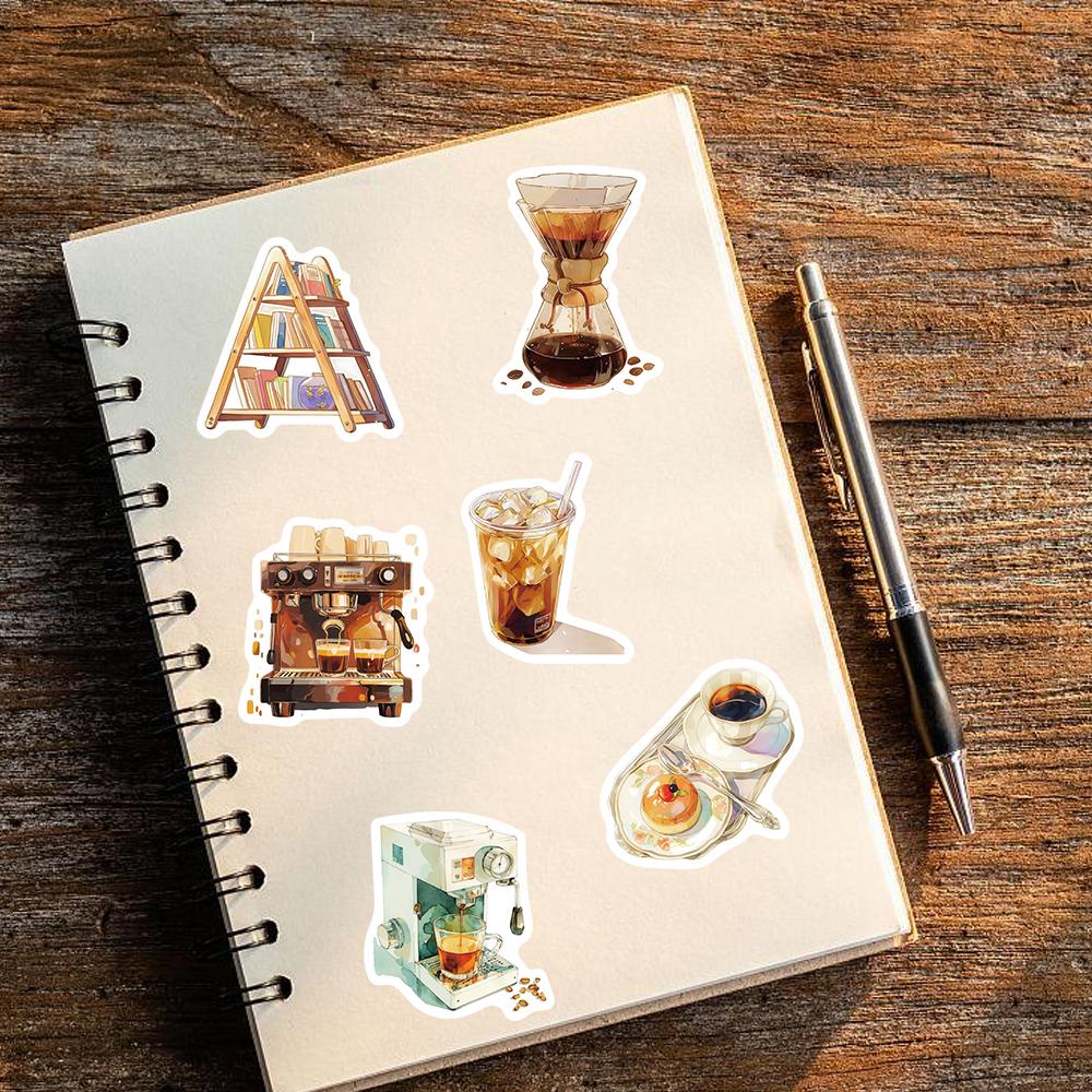 30PCS Vintage Coffee Series Pack Stickers Harajuku Gifts Scrapbooking DIY Creative Paper Waterproof Skateboard Home Reading Stic
