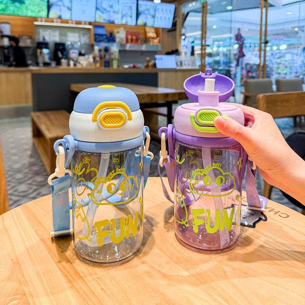 Water bottle summer plastic cup large capacity high value double drinking cup Korean version female student with straw children's water cup portable