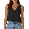 Women's Fashionable Solid Color V-neck Cotton Linen Casual Vest Sleeveless Top