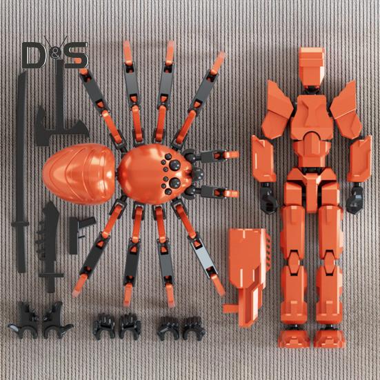 Spider Robot Action Figure with Accessories Movable Joints 3D Printed Model Toy Articulated Dummy Figurine Home Office Decoration Ornament