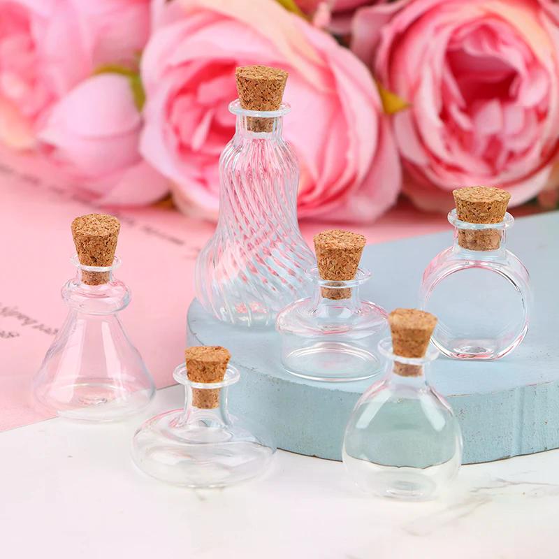NEW 1:12 Dollhouse Miniature Vase Glass Bottle Wishing Bottle Storage Bottle with Cork Vase Candy Jar Model Doll House Decor