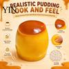 Hand Exercise Ball 1/2Pcs Stress Relief Crunchy Pudding Toy, Fake Caramel Squeeze Dessert Sensory Fidget Toy Simulated Gift for Adults Kids