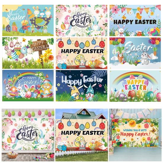 

Счастливой Пасхи баннер яркие цвета прозрачный кролик узоры из воздушных шаров знак приветствия дети студенты декор классной комнаты