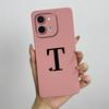 For vivo Y28 4G Case vivo Y28 4G Cover Cute Initial Letters Square Liquid Soft Silicone Phone Case Matte Shockproof Back Cover