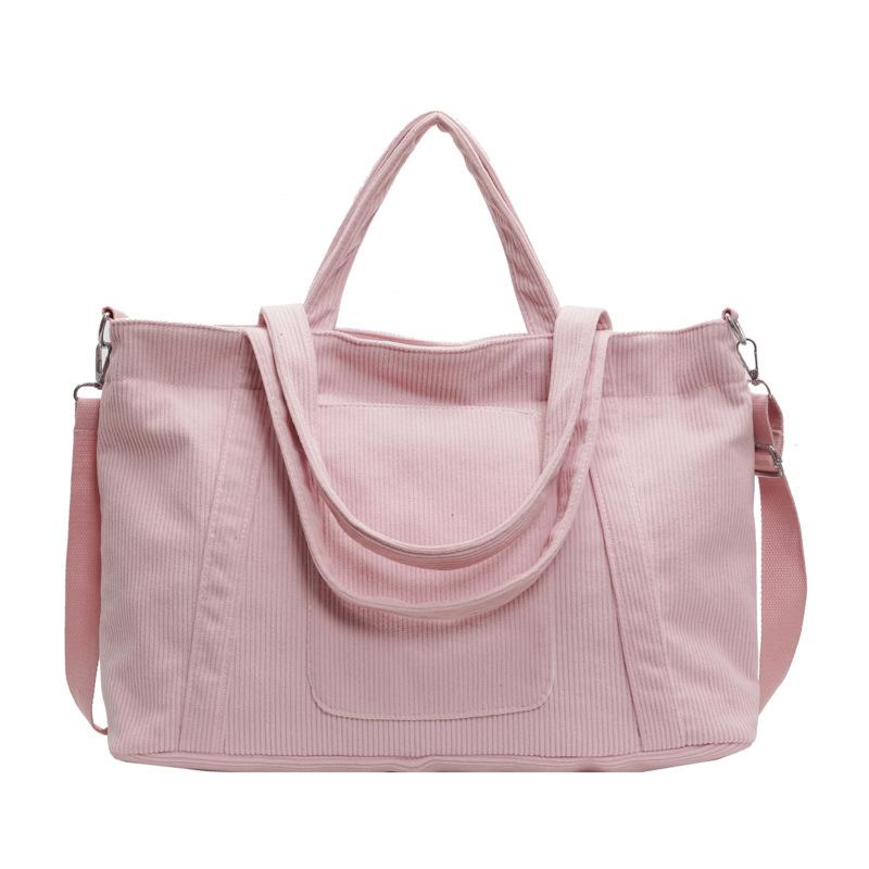 Sacs à bandoulière en velours côtelé grande capacité pour femmes Sacs fourre-tout simples de couleur unie pour femme pour le travail l'école Sacs à main polyvalents pour dames