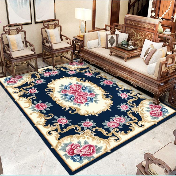 Light Luxury Retro Europe Style Flowers Carpet Living Room Sofa Bedroom Study Kitchen Entrance Door Mat Non-slip Home Decor Rug