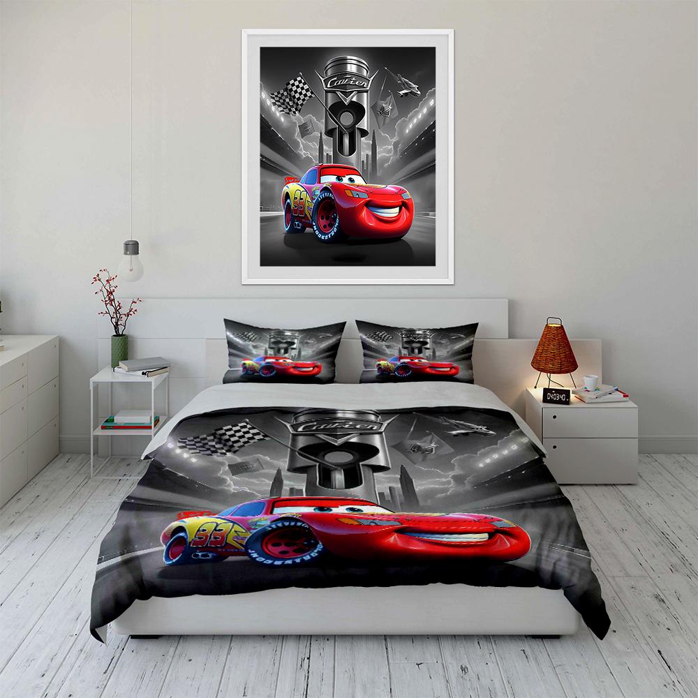 Racing Car Themed Bedding Set for Kids Bedding Set (1 Duvet Cover, 2 Pillowcases, Duvet Not Included)