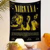 Nirvana Tapestry Wall Hanging, Grunge Rock Band Tour Poster Art, Retro Wall Decor for Bedroom Living Room Dorm