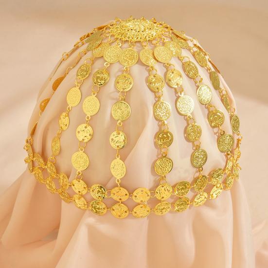 Metal Hair Accessory Retro Coin Tassel Design Headgear Retro Court Style Exaggerated Multi-Layered Golden Headpiece