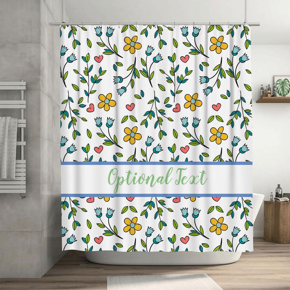 Floral Shower Curtain With Text Ideal For Bathroom Decor