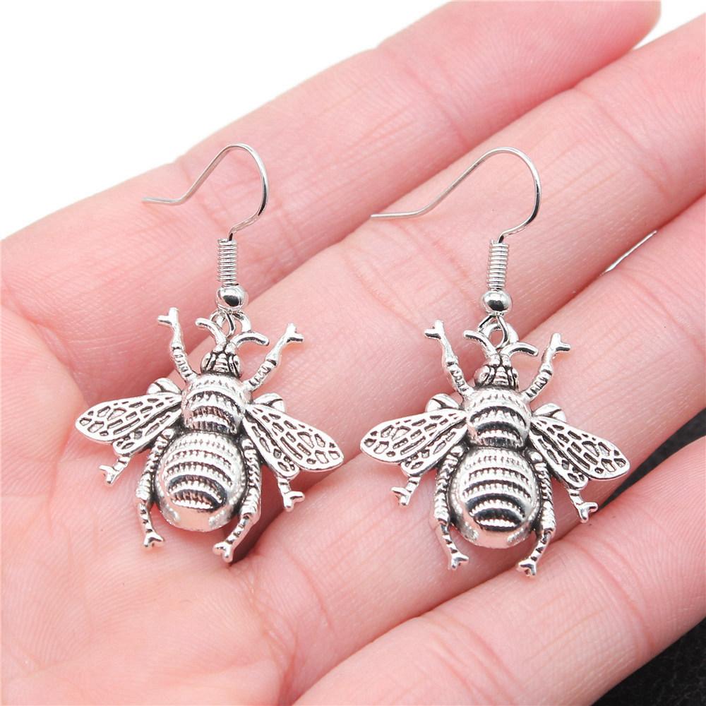 Hängeohrring Biene Wabe Minimalistische Schmuckkomponenten Ohrringgröße 18x19mm QE004