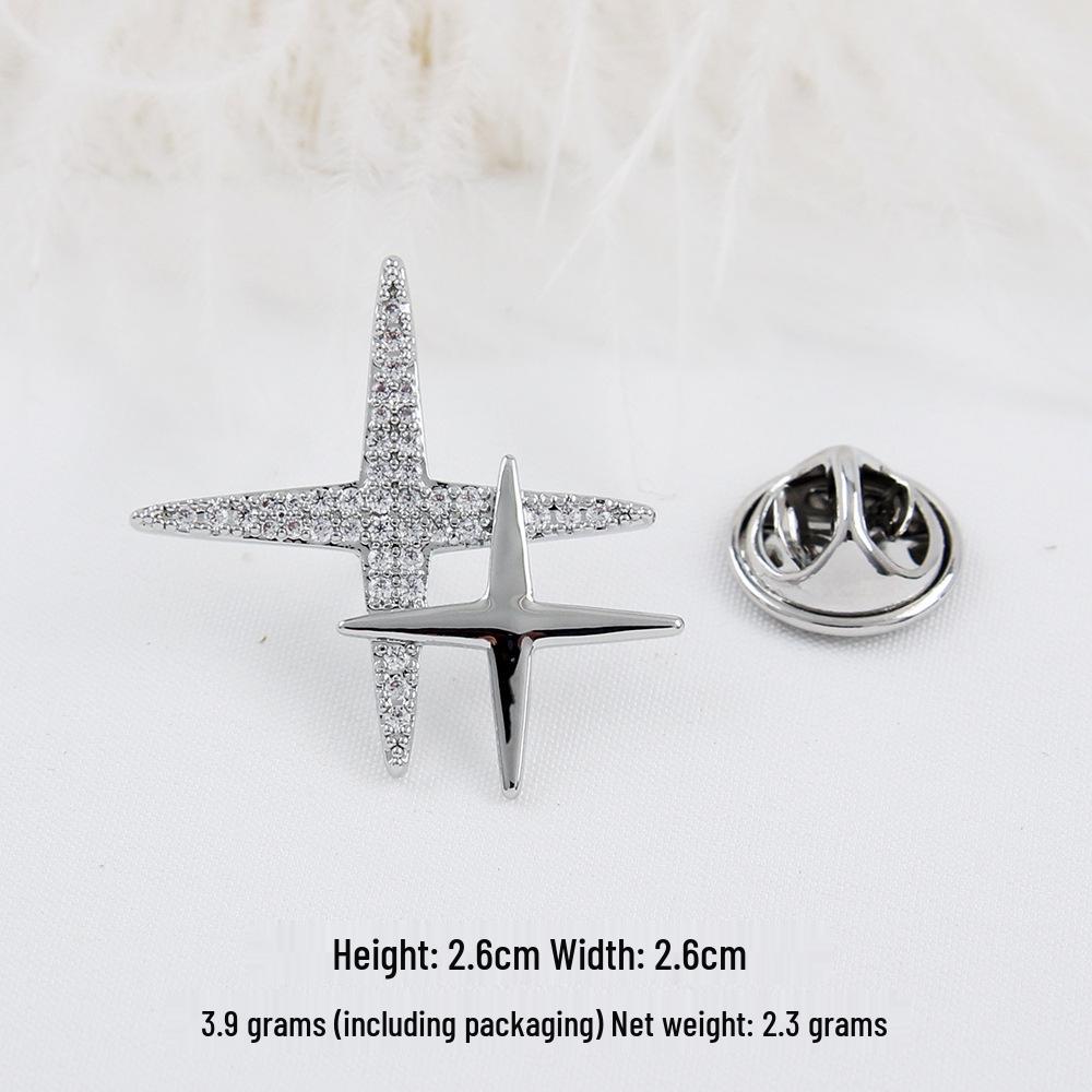 Cross Star Unisex Brooch: High-End, Micro-Paved Zircon Lapel  Safety Pin