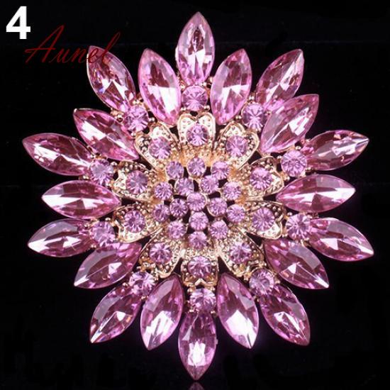Fantastic Shiny Alloy Rhinestone Flower Wedding Bridal Bouquet Brooch Pin