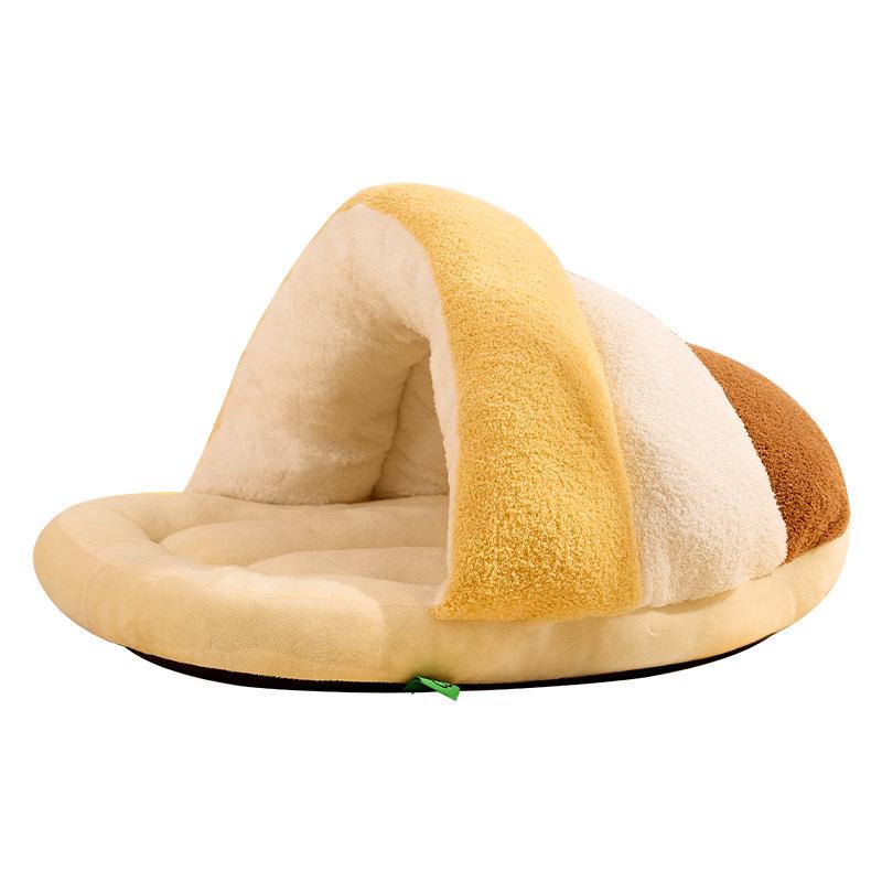 Cozy Cloud Fleece Pet Nest: Semi-Enclosed Warm Slippers for Cats & Small/Medium Dogs