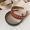 Cool Multi-Color Rivet Headband Vintage PU Leather Wide Brim Hair Hoop Comfort Fit Chic Face Wash Headwear Gift