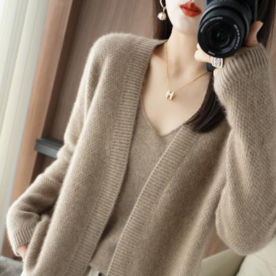 Design Sense Nicho Outono e Inverno Novo Temperamento Cardigan Tricotado Moda Feminina Versátil Casaco Suéter Solto