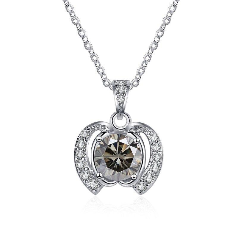 Bague Ringen Trend Women's 1 Carat Round Moissanite Necklace Apple Shaped Pendant Clavicle Chain Silver 925 Jewelry For Christmas
