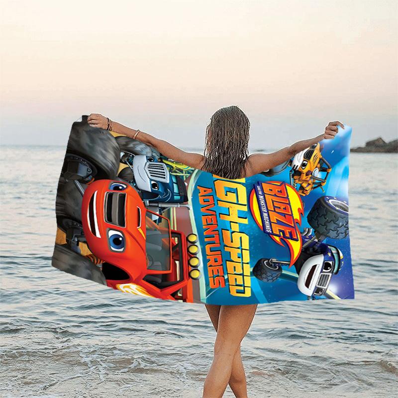 1pc Blaze and the Monster Machines Beach Towel, Beach and Seaside Swimming Pool Equipment, Fashion Pattern, Rectangular, Travel Essentials